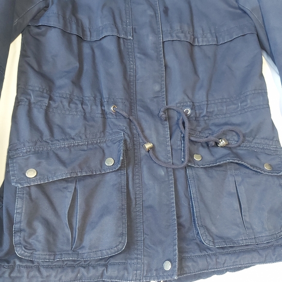 Divided H&M Faux Sherpa Lined Hooded Dark Blue Utility Jacket, 4 - Picture 3 of 13